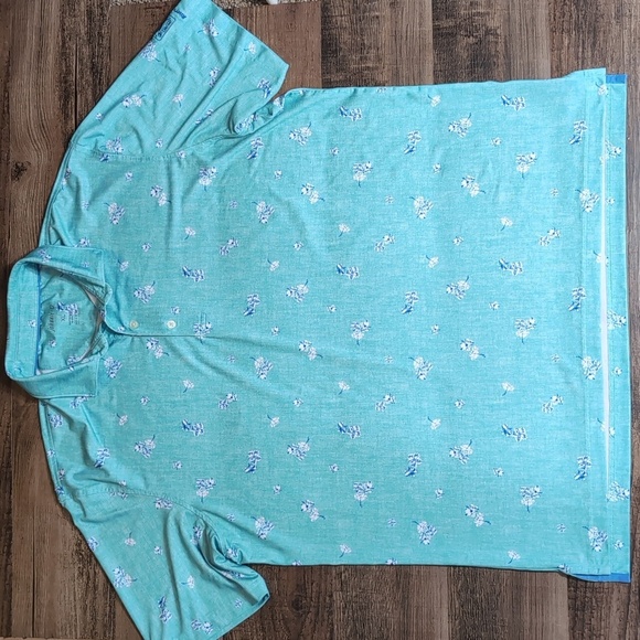 Johnnie-O Jenkins Prep-Formance Printed Golf Polo Size XL In Aqua Blue - Picture 2 of 10